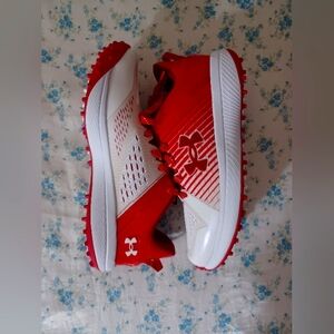 Under Armour Red and White Sports Sneakers